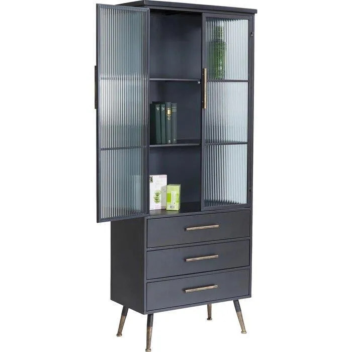 La Gomera Black Metal/Glass 2 Doors 3 Drawers Cabinet