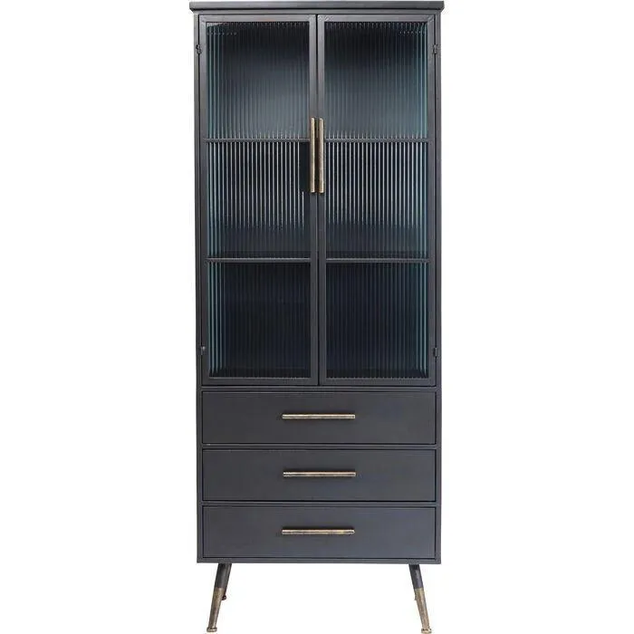 La Gomera Black Metal/Glass 2 Doors 3 Drawers Cabinet