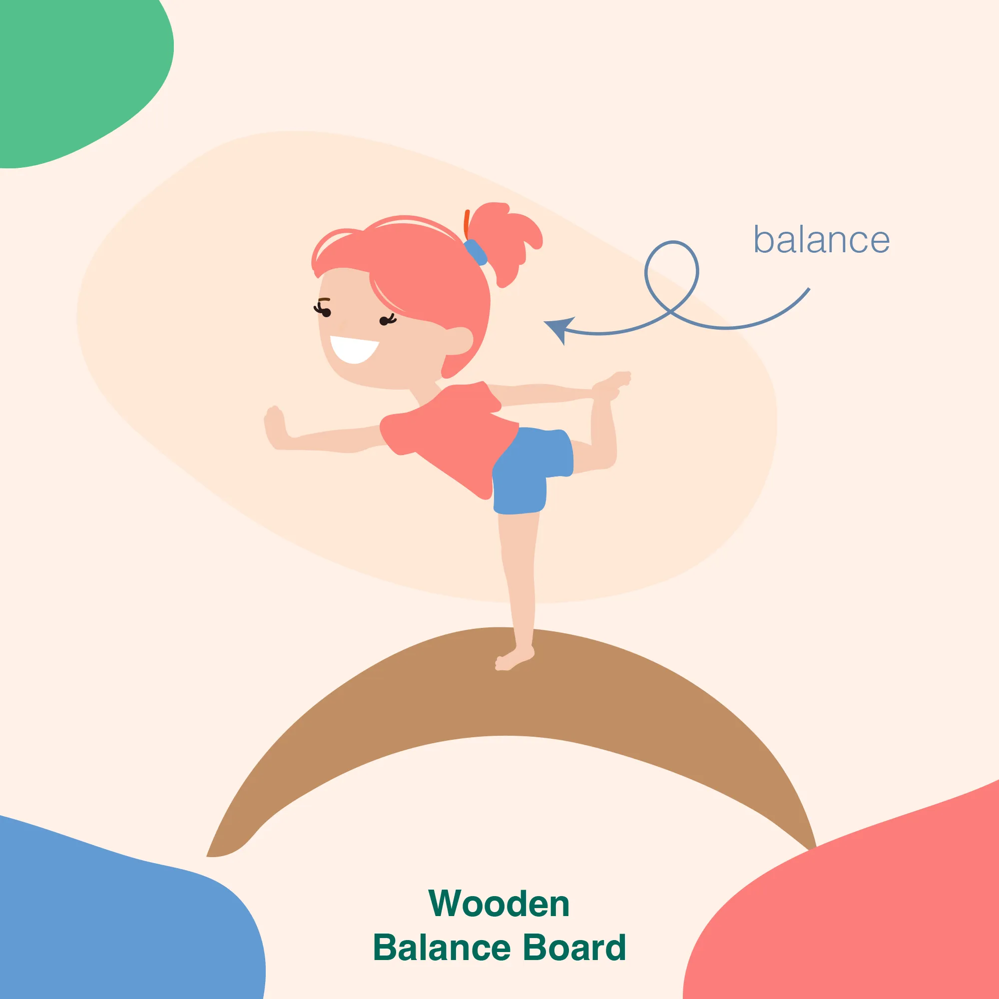 Large Wooden Balance Board (Natural Wooden Base)