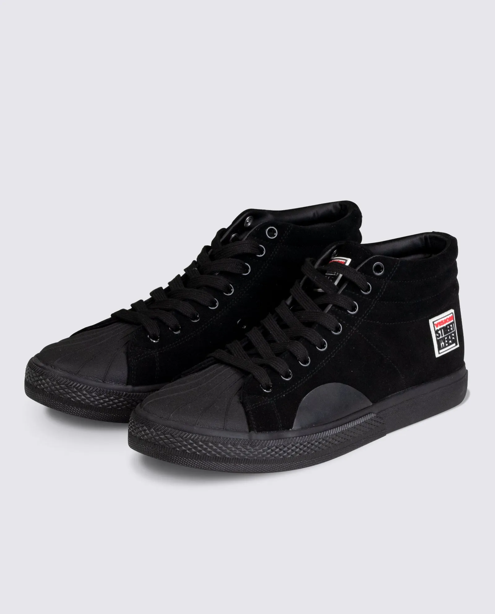 Leather Suede High Top Sneakers Black