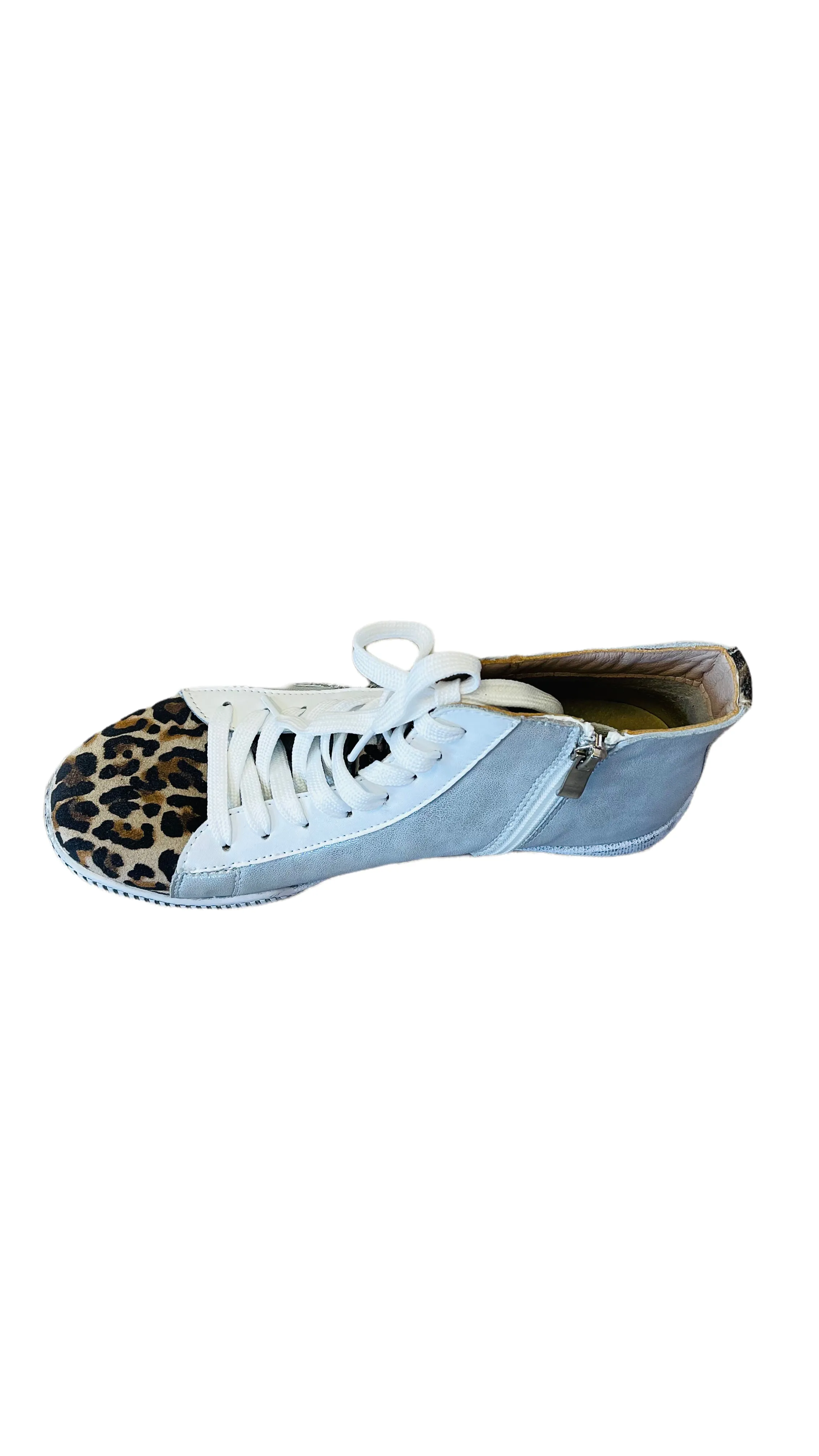 LEOPARD TOE SILVER GLITTER STAR HIGH TOP SNEAKER