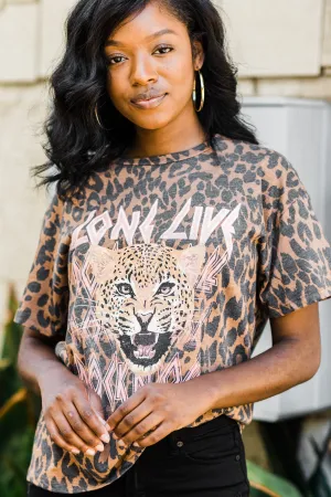 Long Live Rock'n'Roll Brown Leopard Graphic Tee