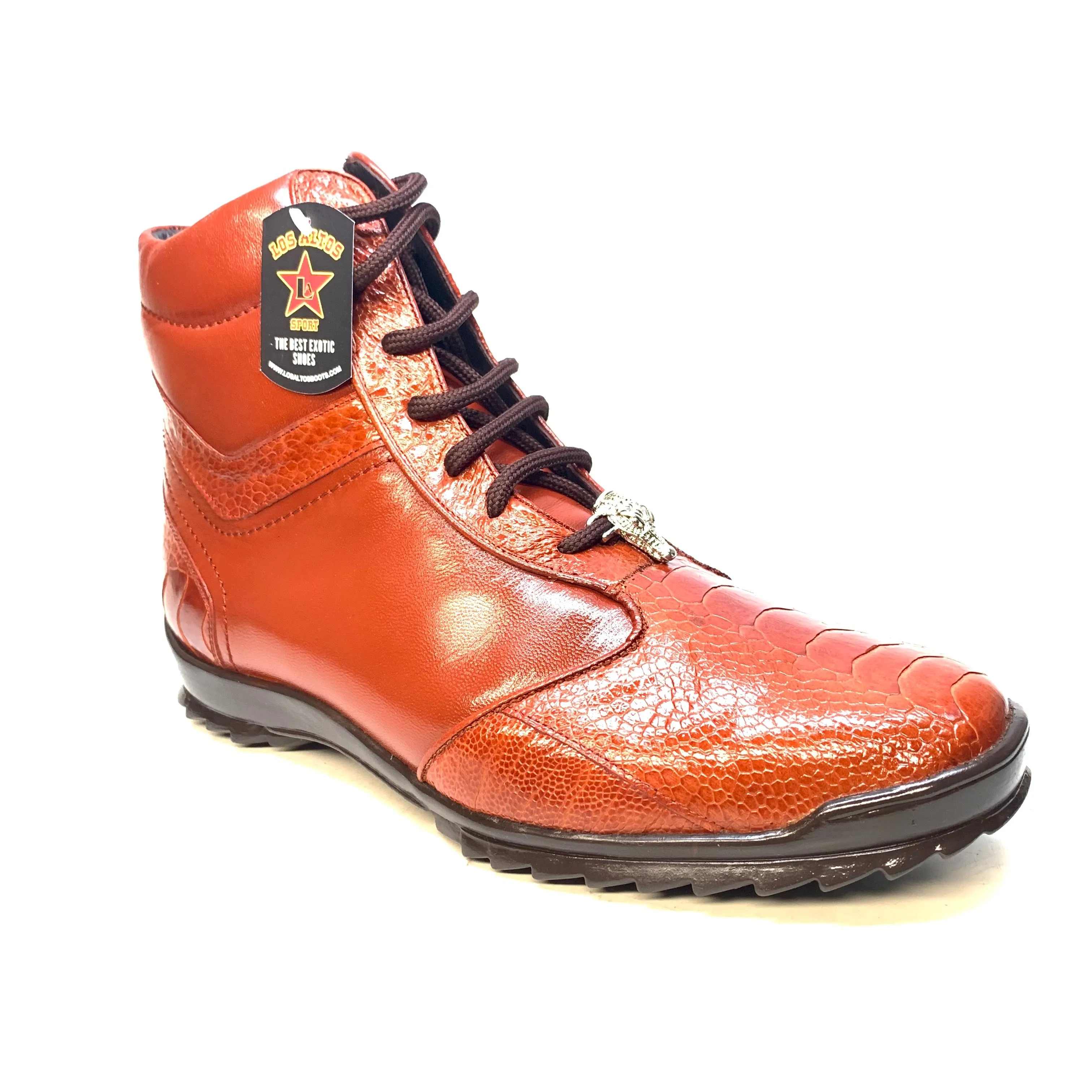 Los Altos Cognac Ostrich Leg High-top Sneakers