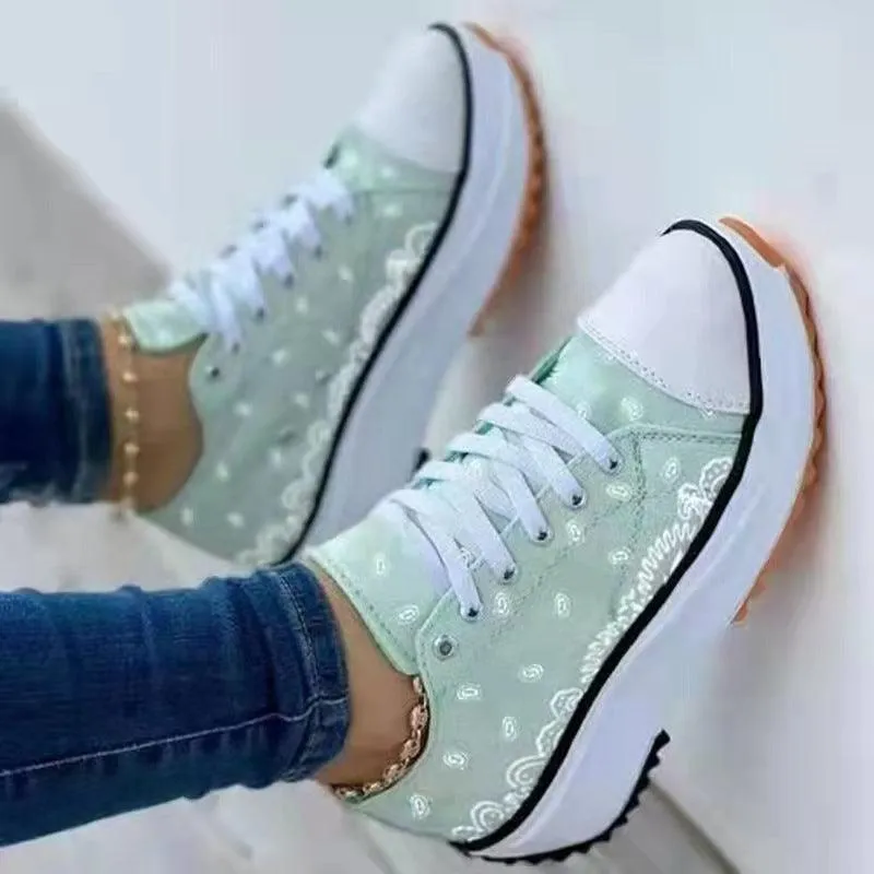 Low-top Platform Printed Canvas Casual Women's Shoes