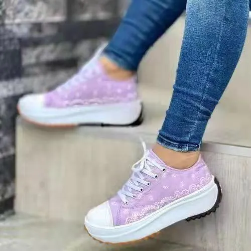 Low-top Platform Printed Canvas Casual Women's Shoes