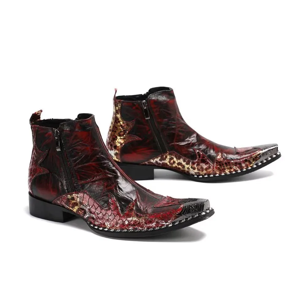 LuxeLeather Flashy Exotic Dress Boots