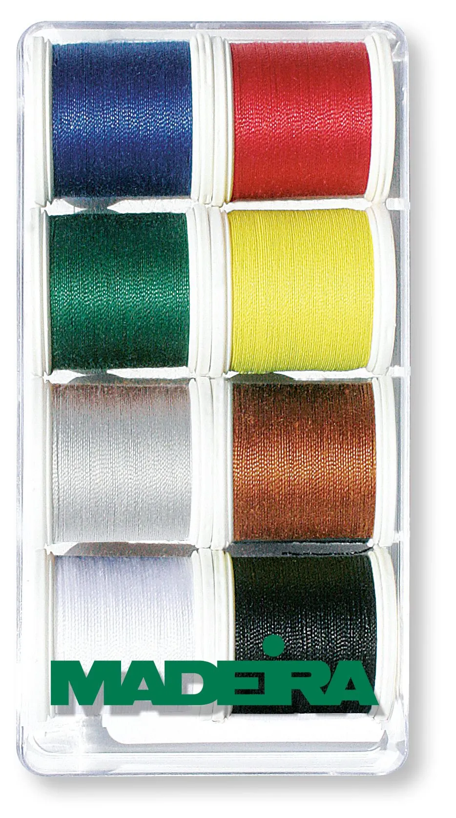 Madeira Aerofil 35 Extra Strong Polyester Sewing-Construction Thread | 8 x 110 Yards | Small Clear Acrylic Case | Assortment | 8016