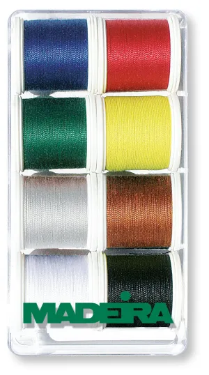 Madeira Aerofil 35 Extra Strong Polyester Sewing-Construction Thread | 8 x 110 Yards | Small Clear Acrylic Case | Assortment | 8016