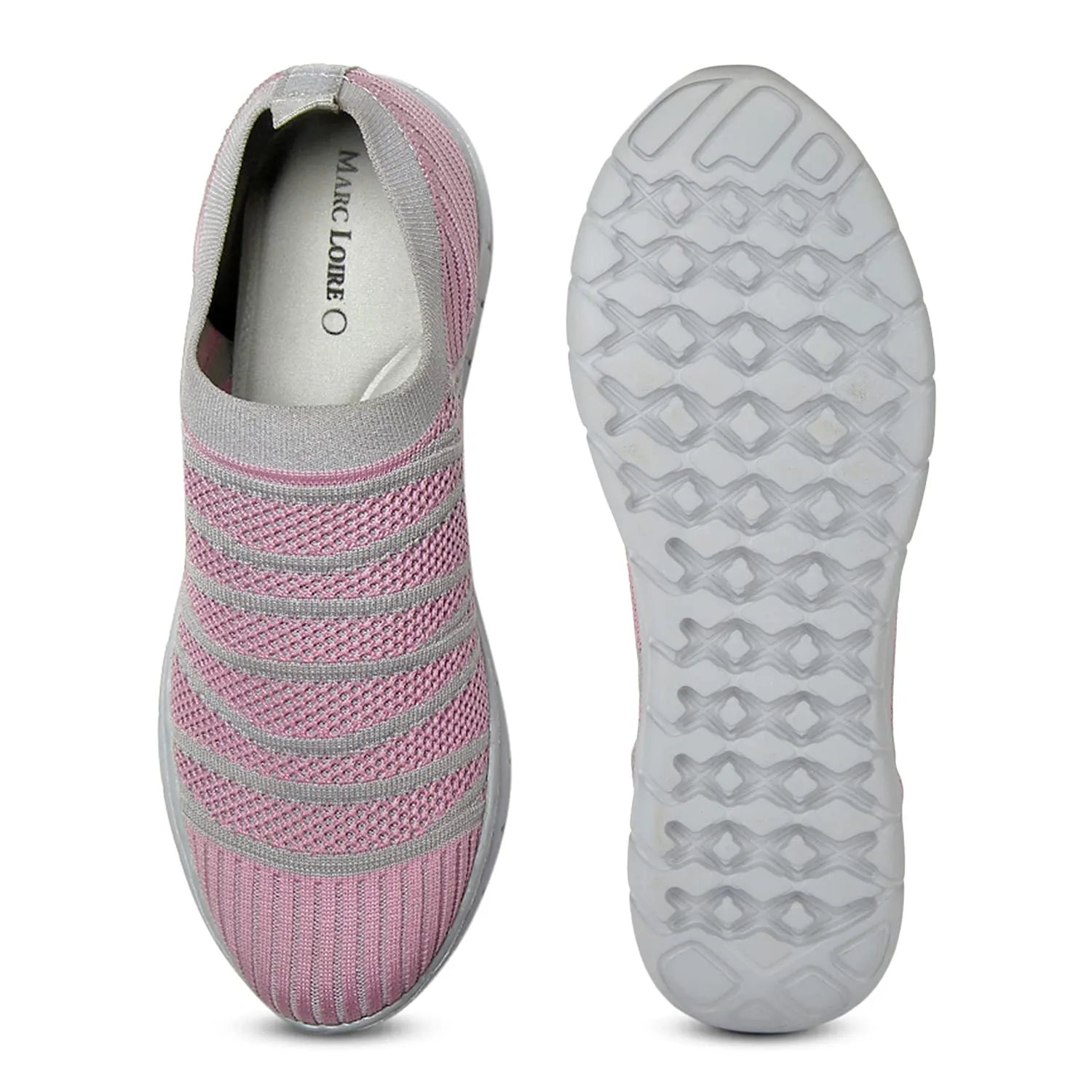 Marc Loire Slip-On Sneakers for Women, Lightweight & Comfortable Walking Sports Shoes Without Laces Pink