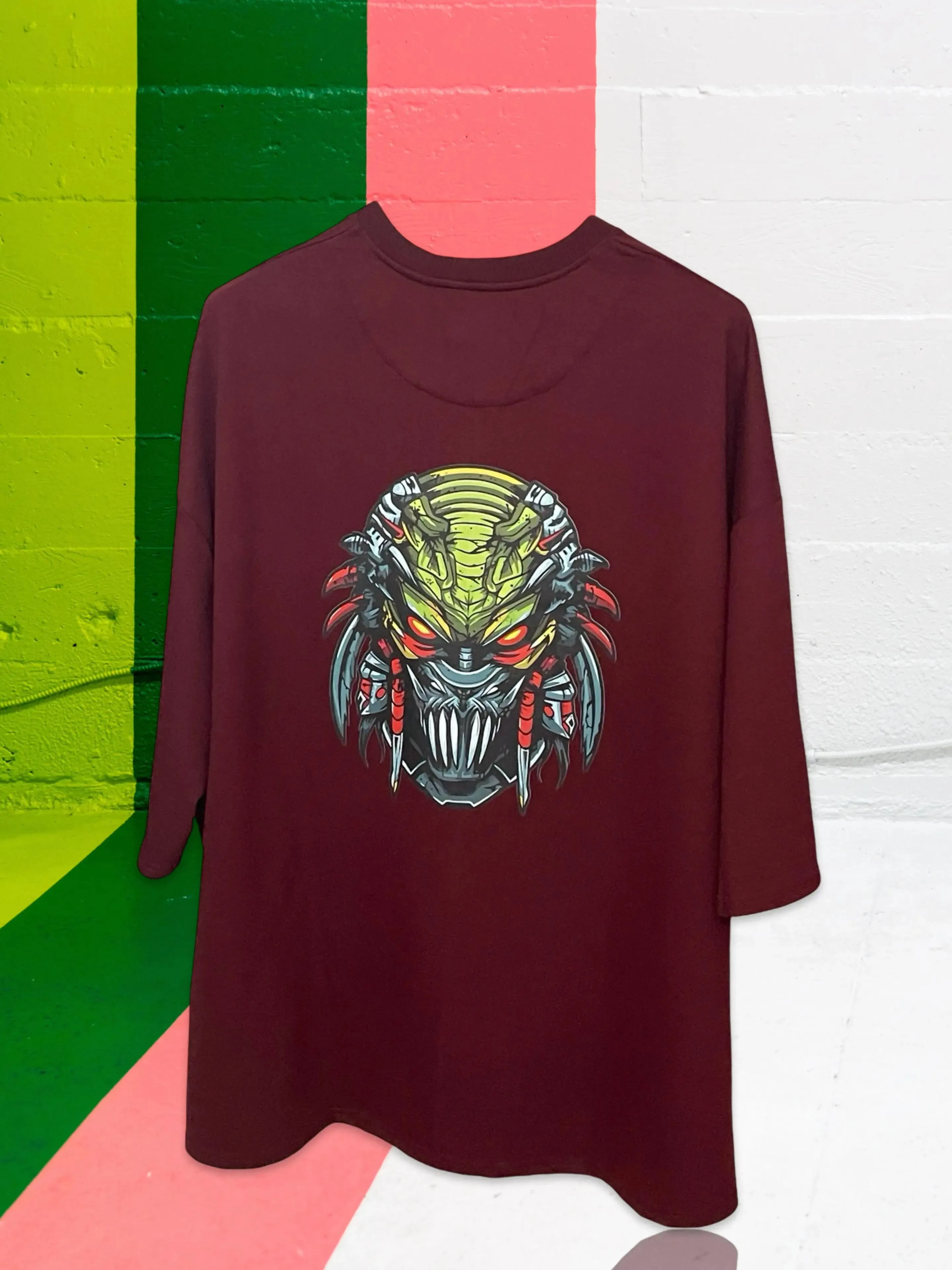 Maroon Oversized Alien Tshirt