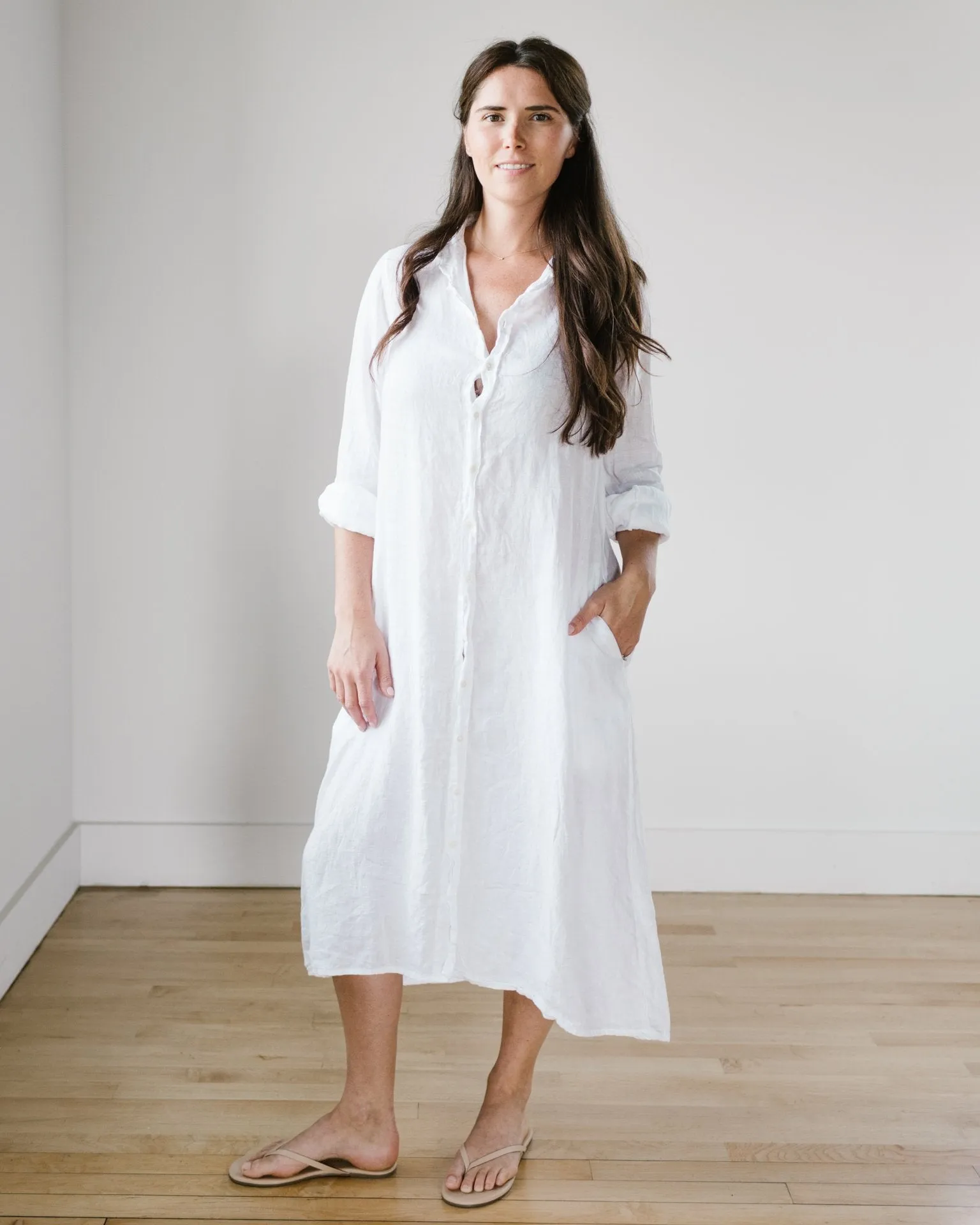 Maxi Shirtdress - HW Twill in White
