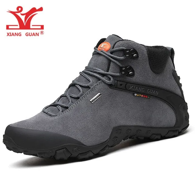 Men Hiking Boots Cow Black Waterproof Sports Climbing Outdoor