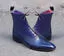 Men's Ankle High Blue Cap Toe Lace Up Leather Boots