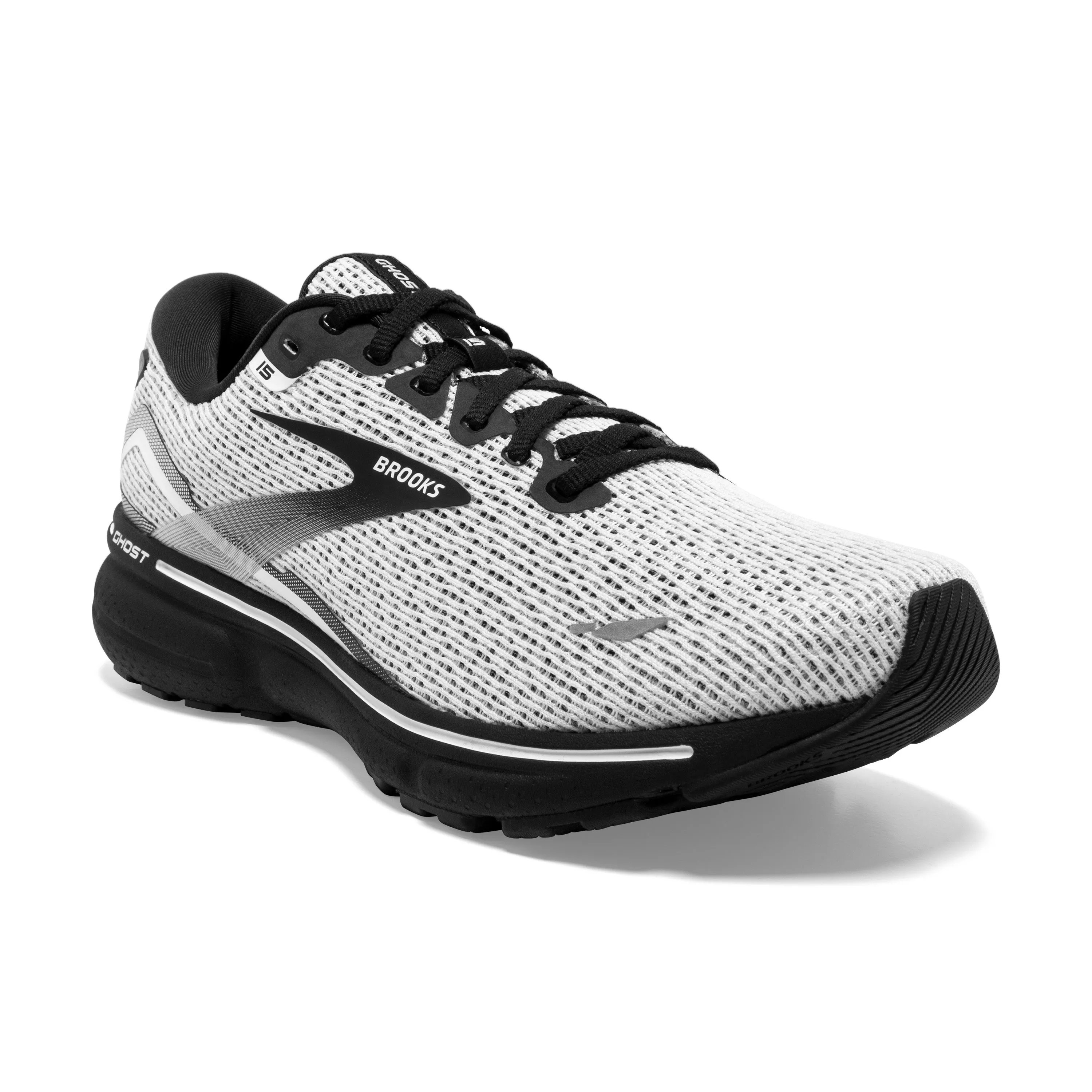 Men's Brooks Ghost 15 1103931D121 Color: White / Black