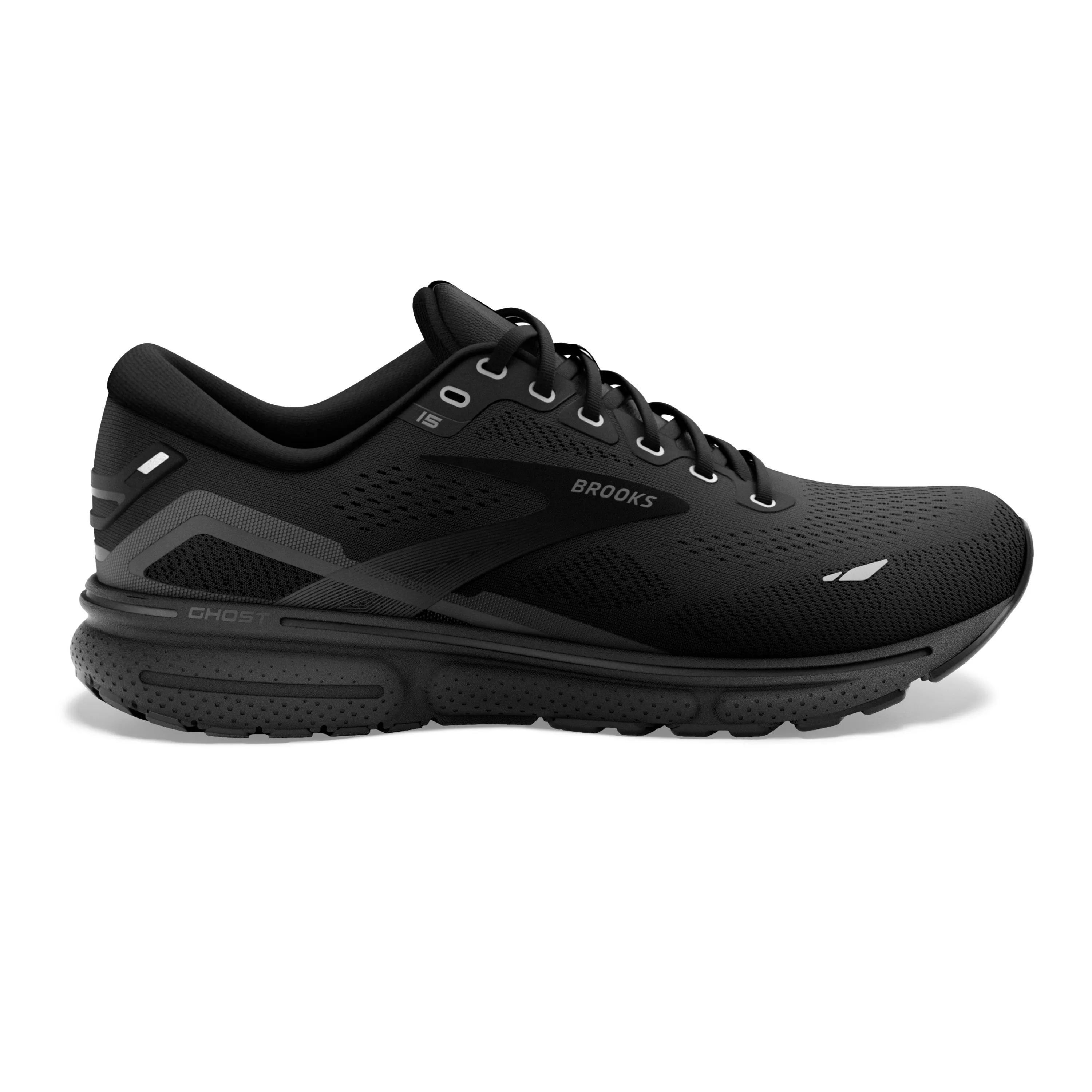 Men's Brooks Ghost 15 Color: Black/Black/Ebony