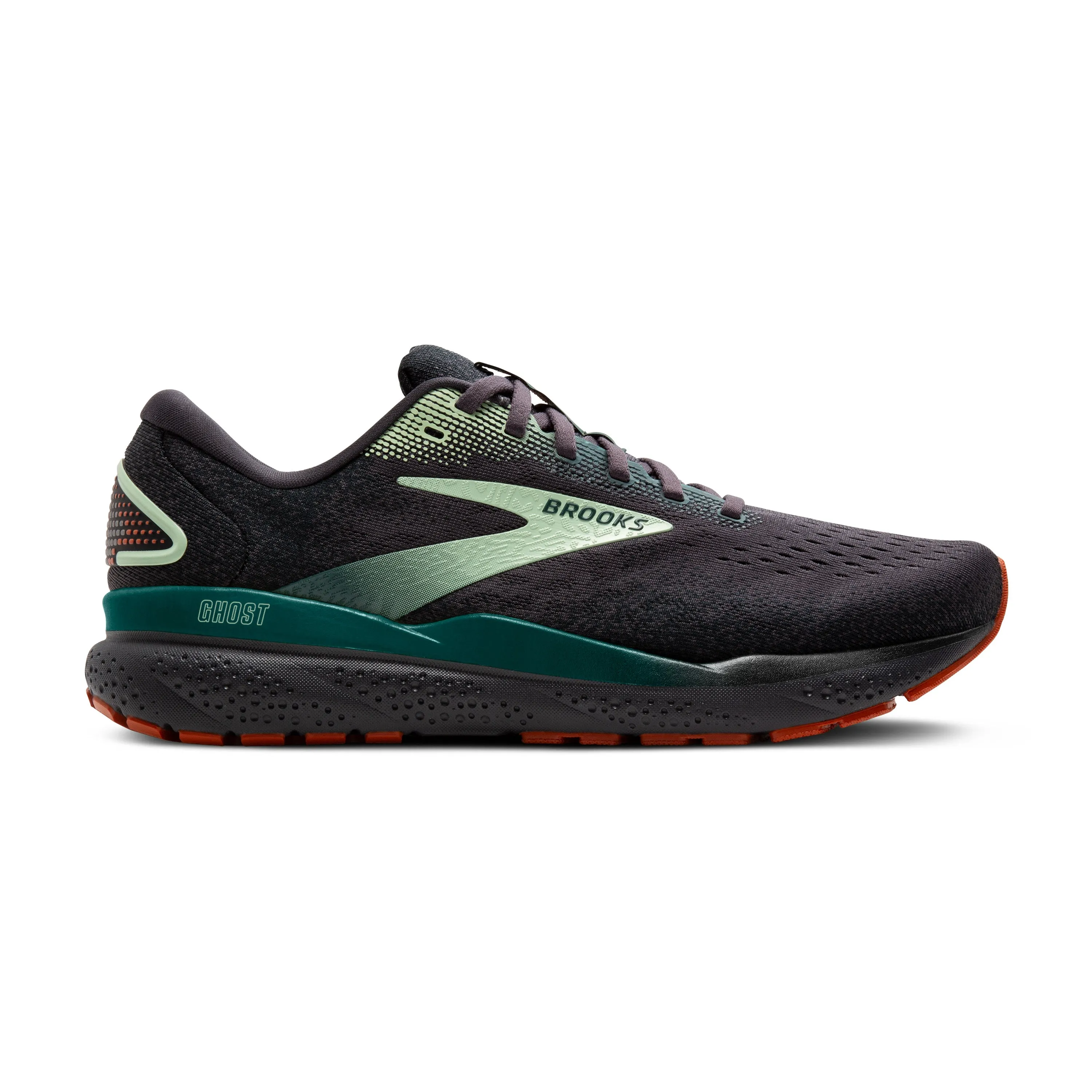 Men's Brooks Ghost 16 Color: Black Pearl / Green