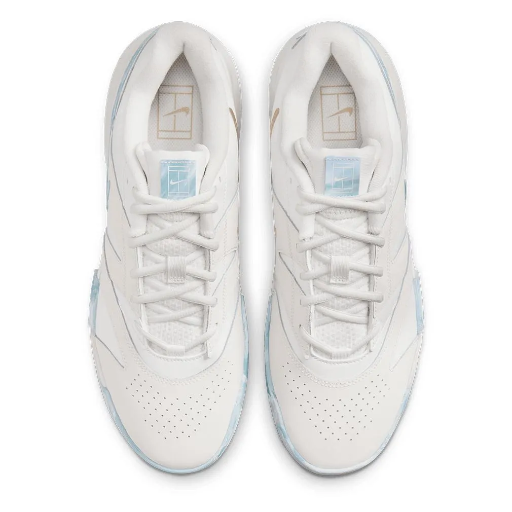 Mens Court Lite 4 PRM LTR Tennis Shoes Summit White and Denim Turq