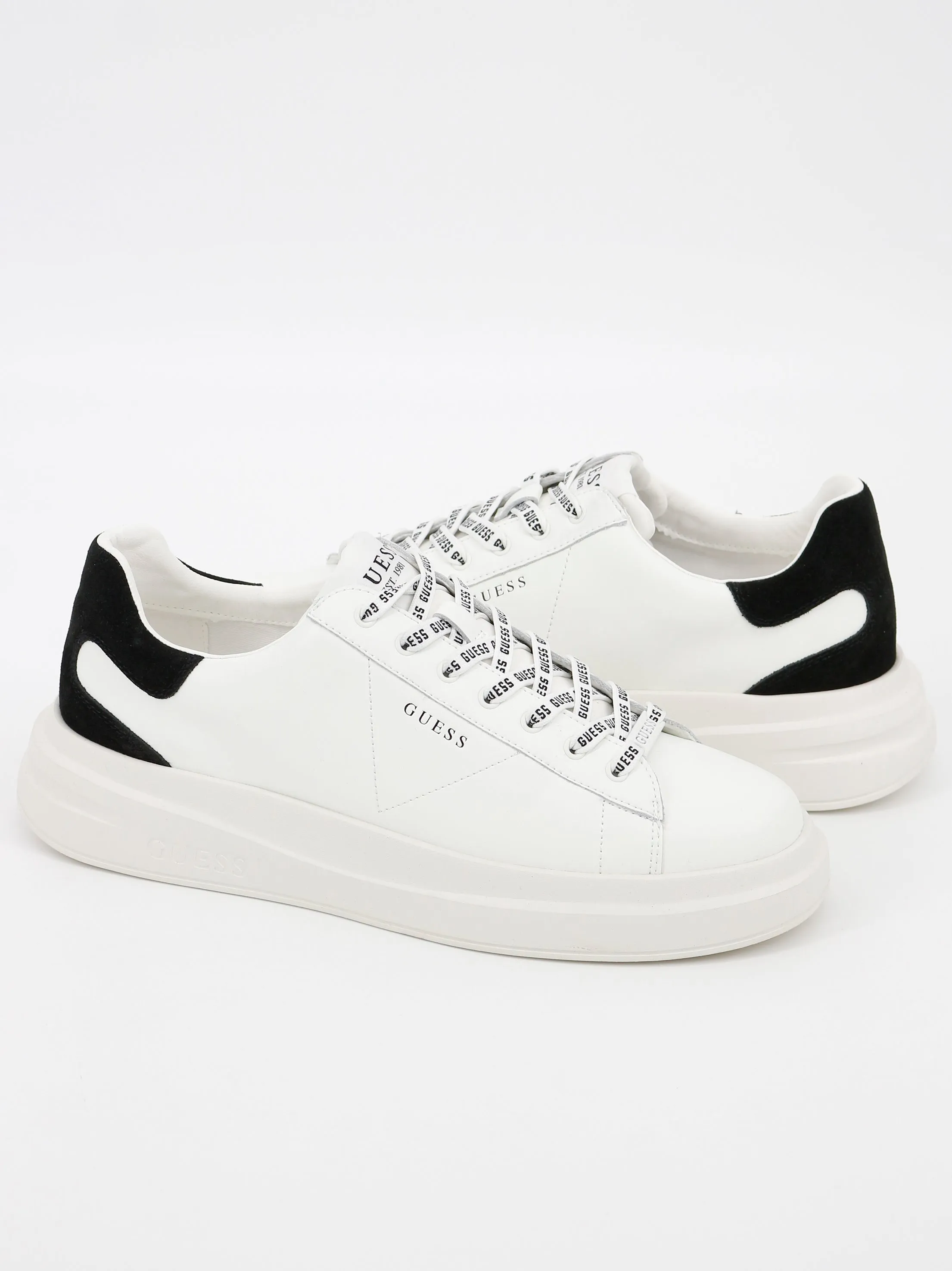 Men's Faux Leather Sneakers,White