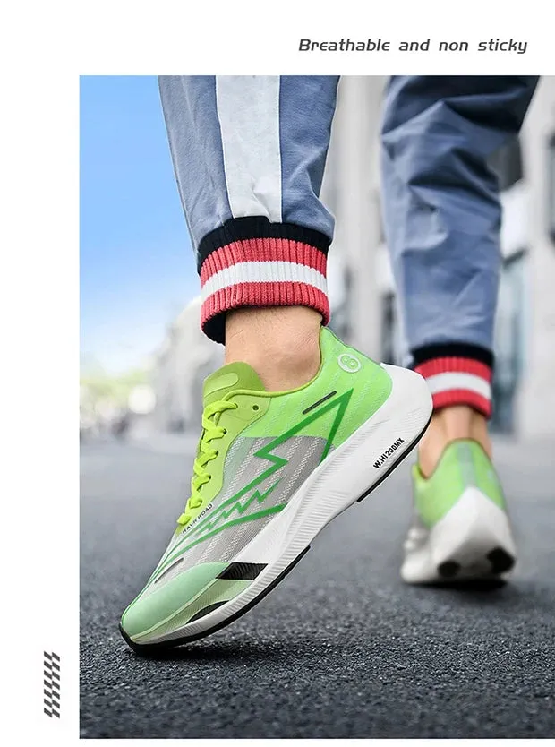 Men's Full Palm Carbon Plate Running Shoes, Non-Slip Shock-Absorbing Sneakers