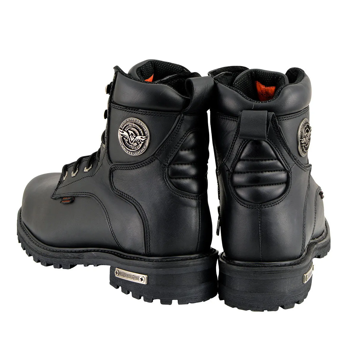 Milwaukee Leather MBM9097WPST Men's Black Wide-Width 6-inch Logger Steel Toe Water Proof Leather Boots