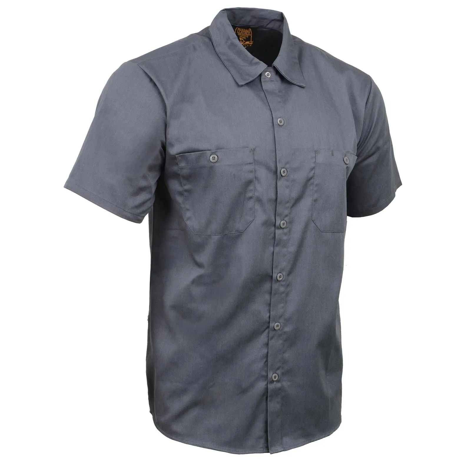 Milwaukee Leather MDM11668 Men's Grey Button Up Heavy Duty Work Shirt | Classic Mechanic Work Shirt w/ Pockets