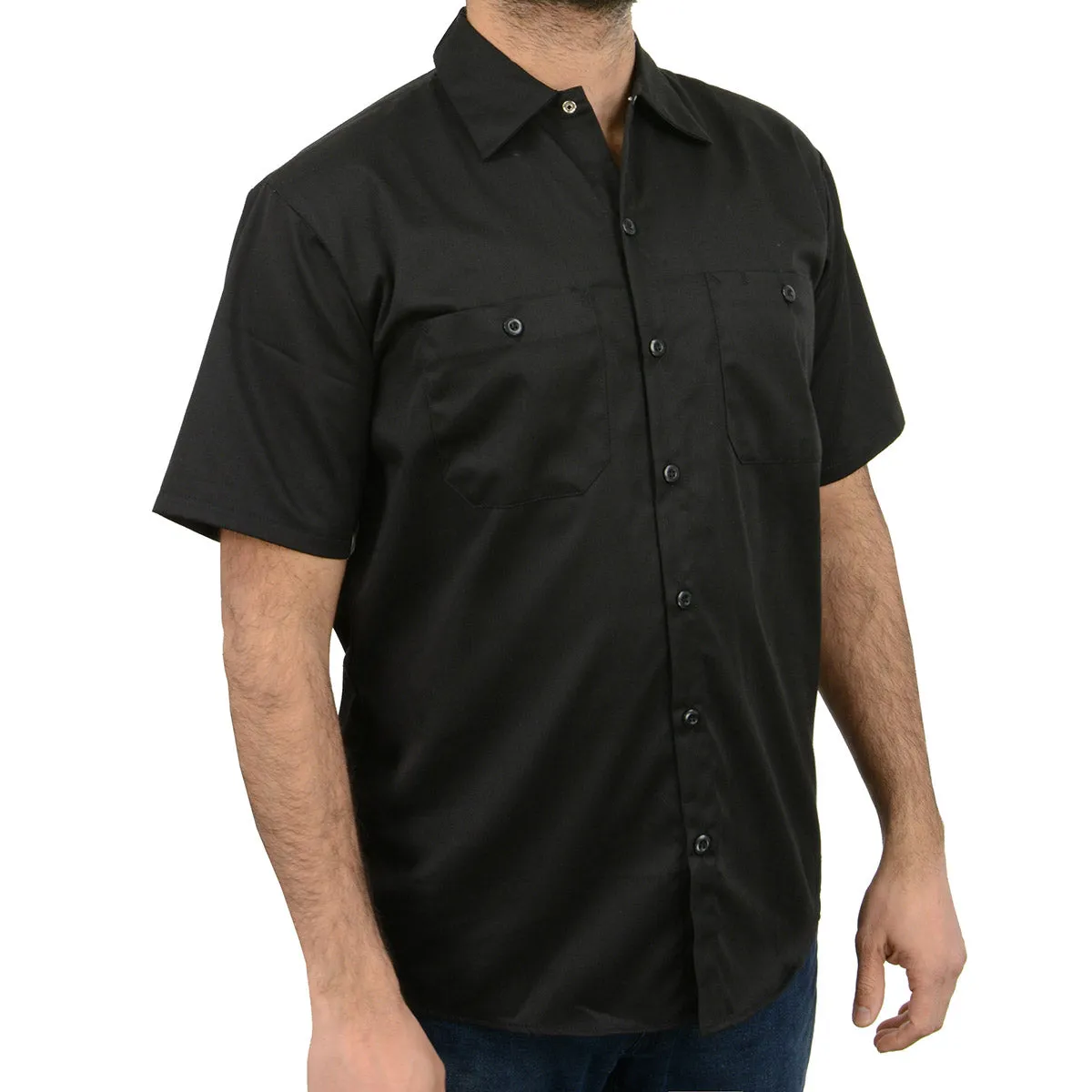 Milwaukee Leather MDM11669 Men's Black Button Up Heavy Duty Work Shirt