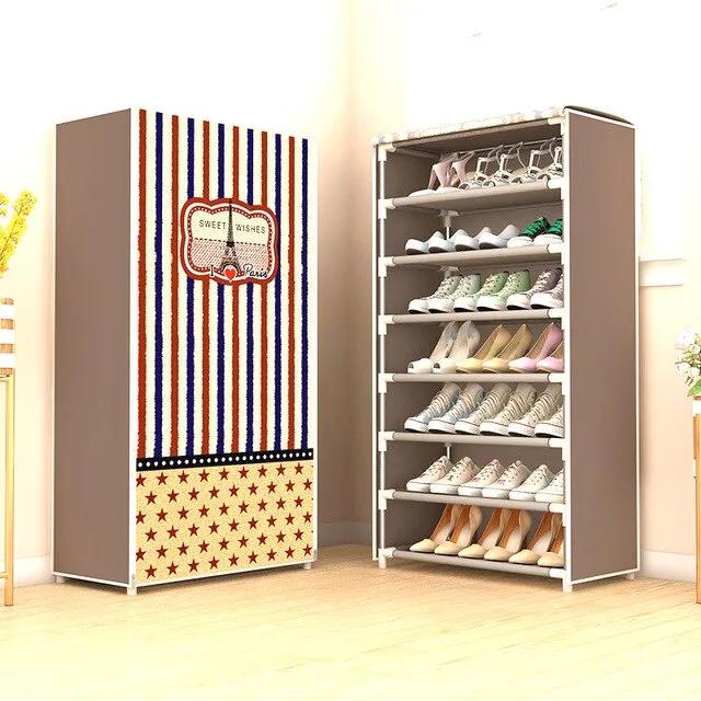 Multilayer Shoe Cabinet Dustproof Shoes Storage Easy to Install Space Saving Stand