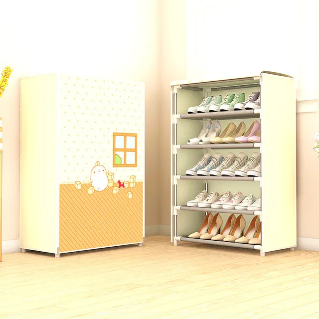 Multilayer Shoe Cabinet Dustproof Shoes Storage Easy to Install Space Saving Stand