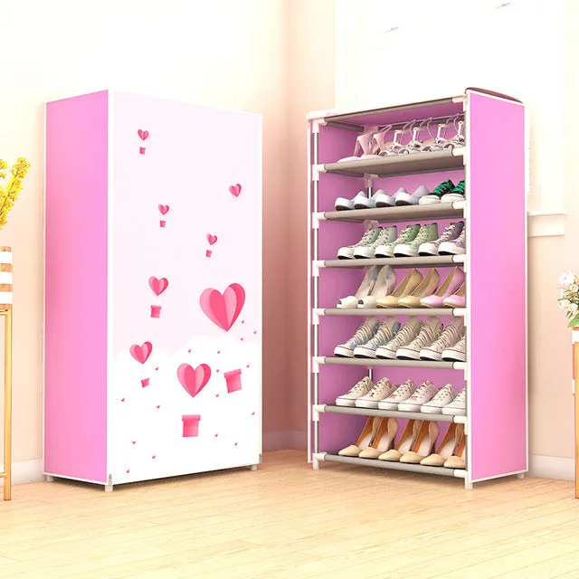 Multilayer Shoe Cabinet Dustproof Shoes Storage Easy to Install Space Saving Stand