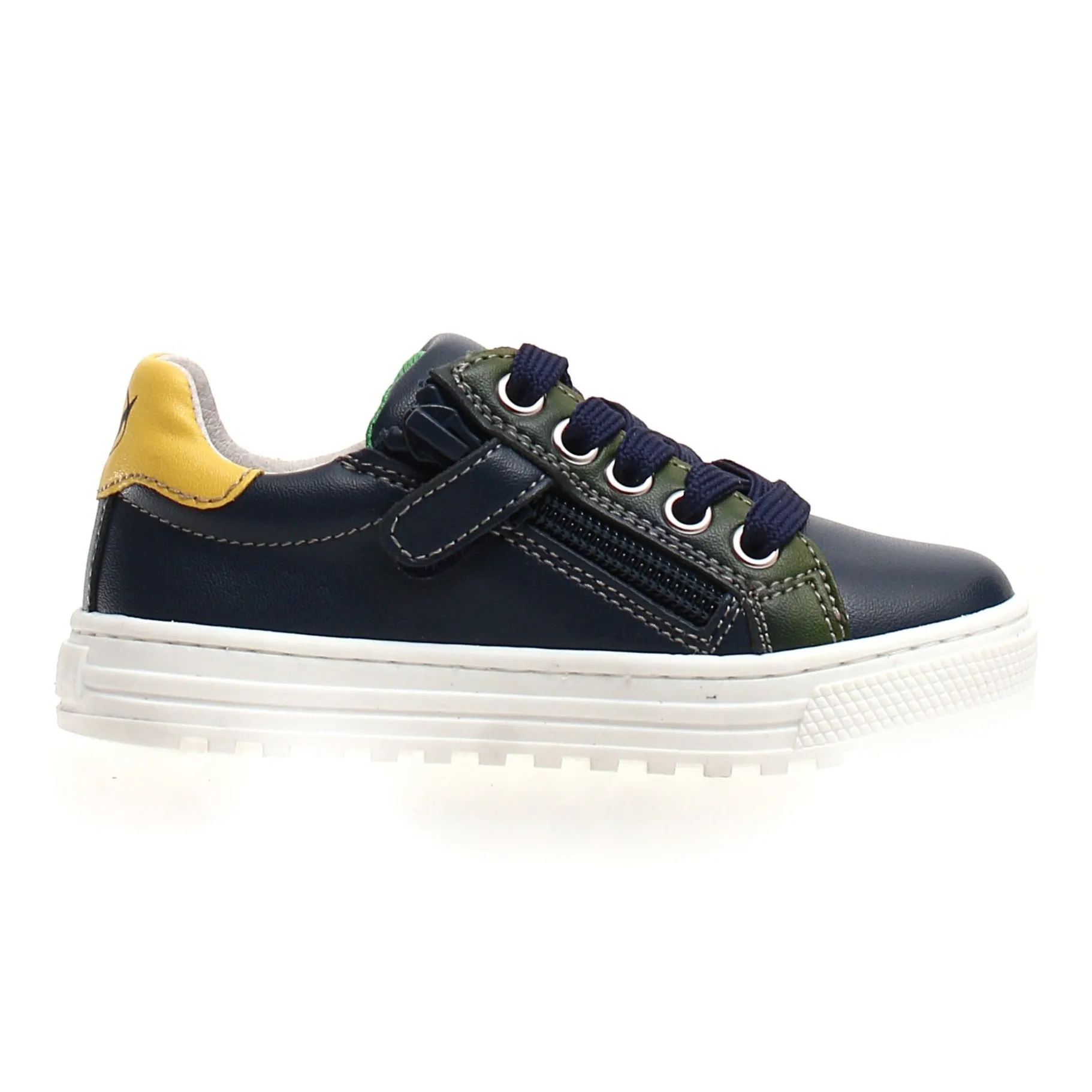 Naturino Boy's & Girl's Kokie Zip Vitello Sneaker Shoes - Navy/Verde/Mais