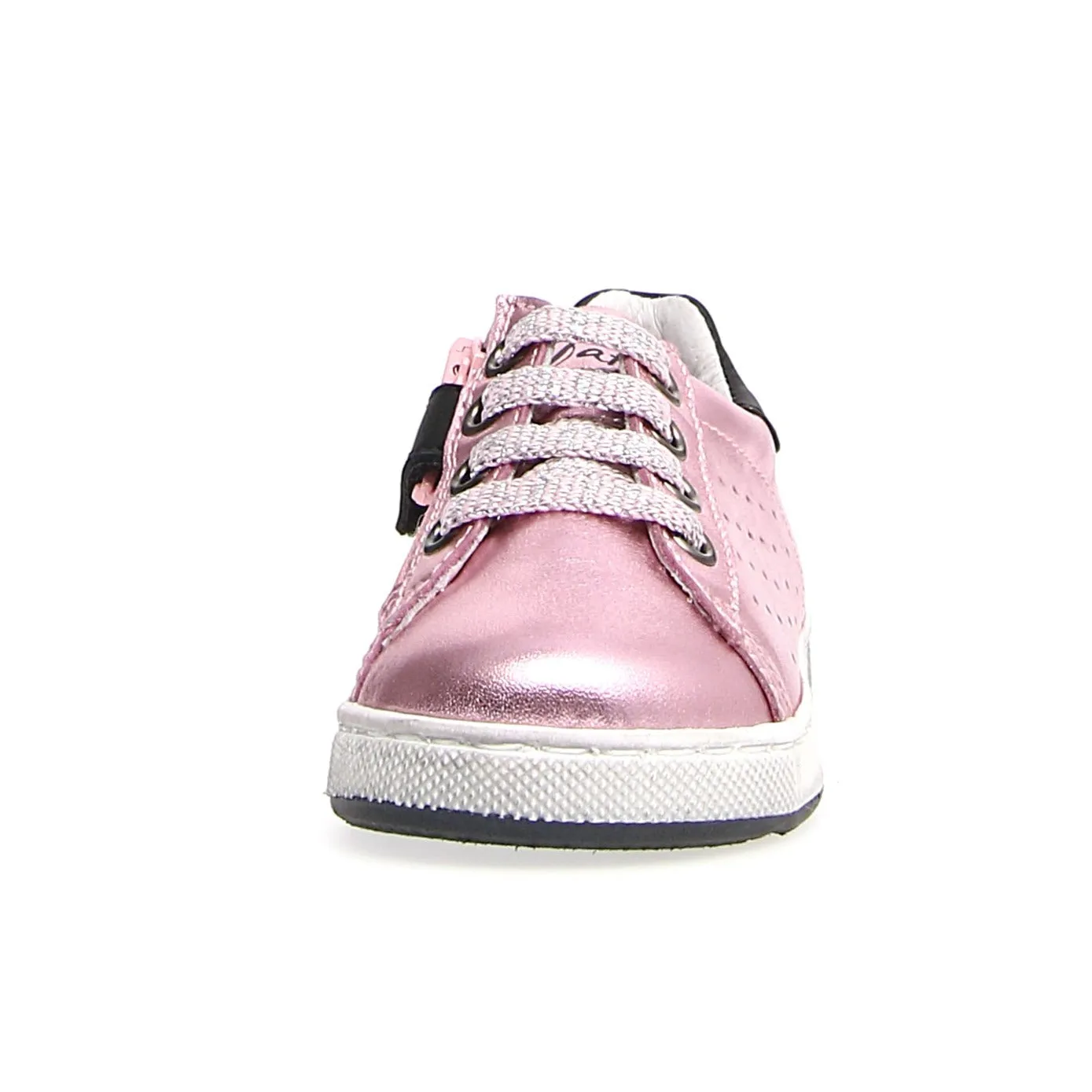 Naturino Girl's Hasselt Zip Metallic Sneaker Shoes - Pink/Black