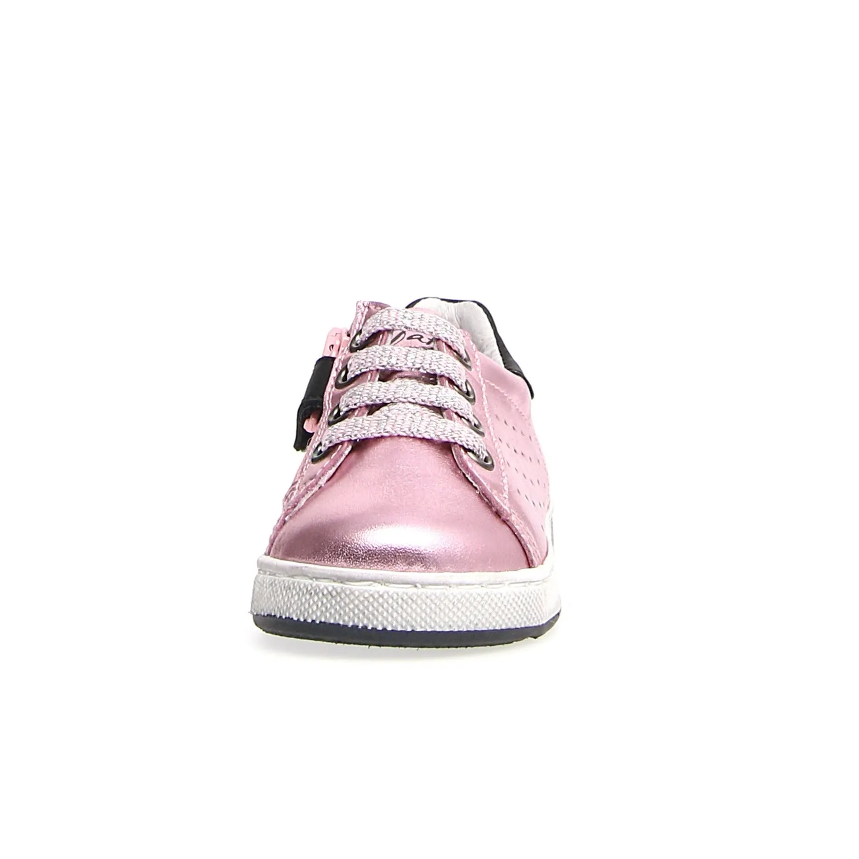 Naturino Girl's Hasselt Zip Metallic Sneaker Shoes - Pink/Black