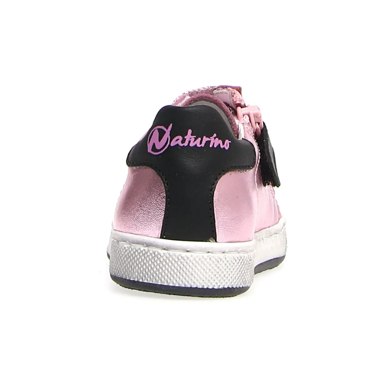 Naturino Girl's Hasselt Zip Metallic Sneaker Shoes - Pink/Black