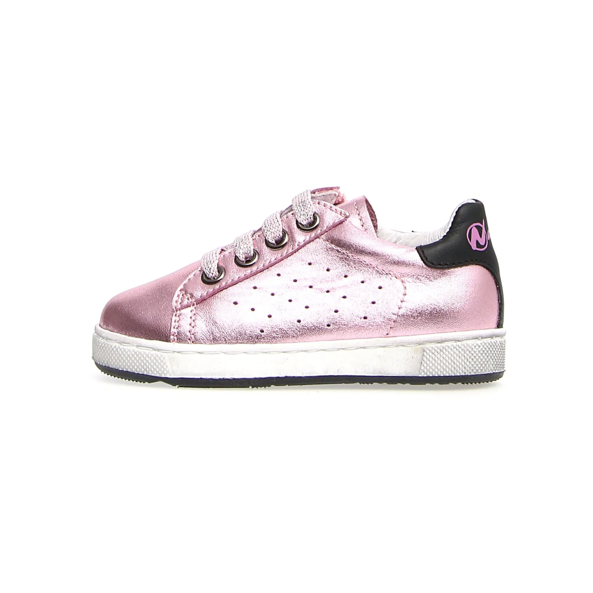 Naturino Girl's Hasselt Zip Metallic Sneaker Shoes - Pink/Black