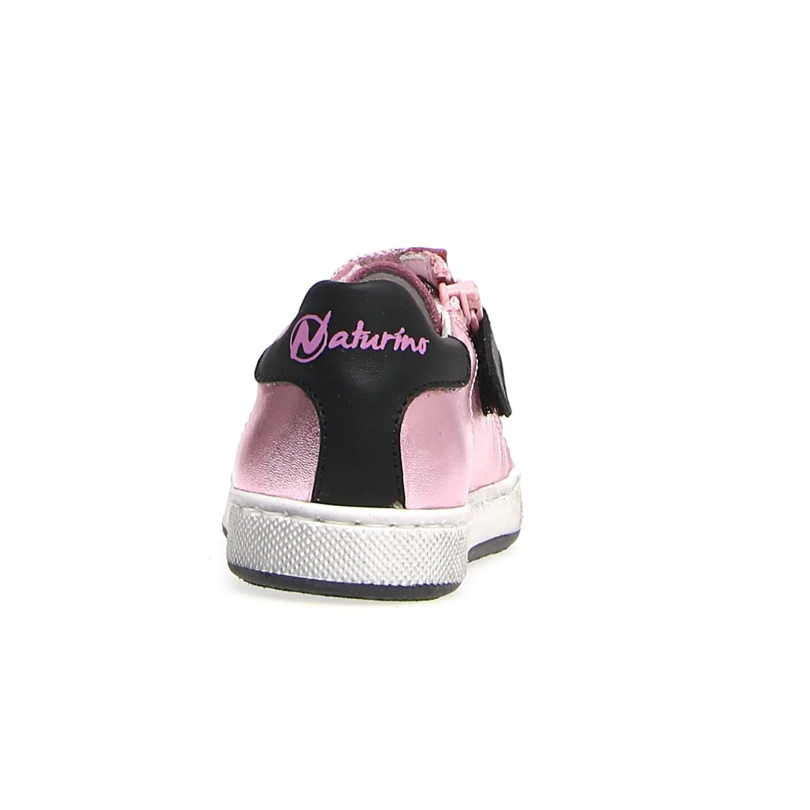 Naturino Girl's Hasselt Zip Metallic Sneaker Shoes - Pink/Black