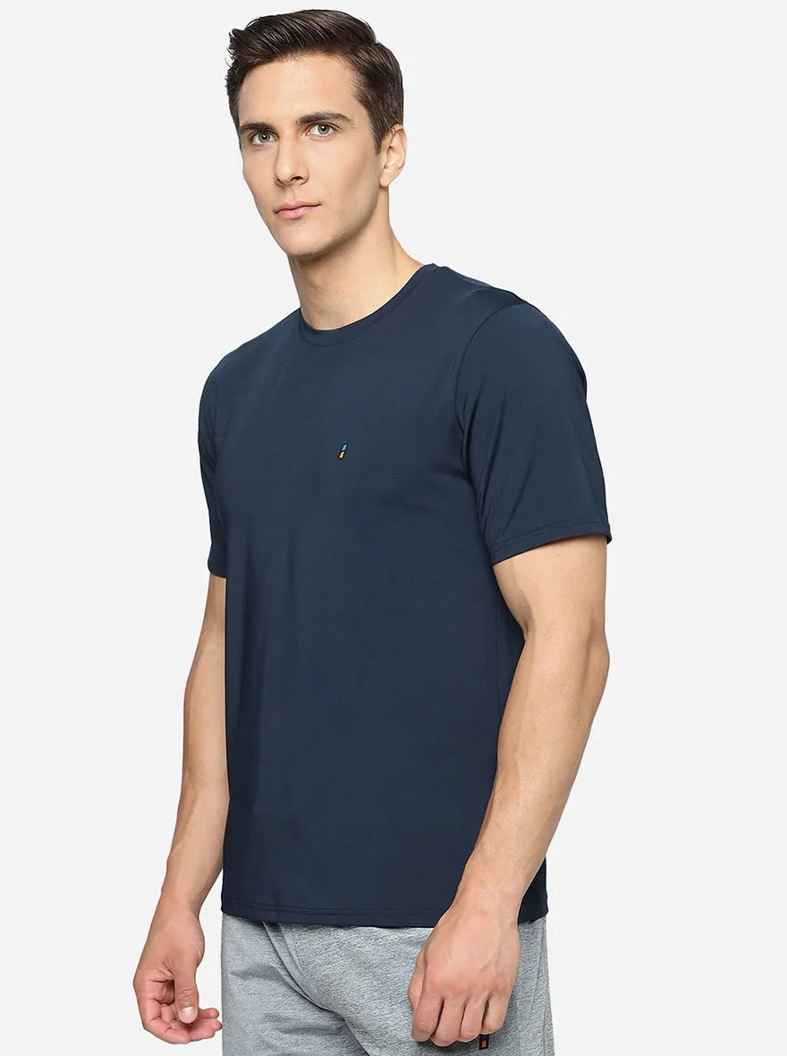 Navy Blue Solid Slim Fit T-Shirt | Jade Play