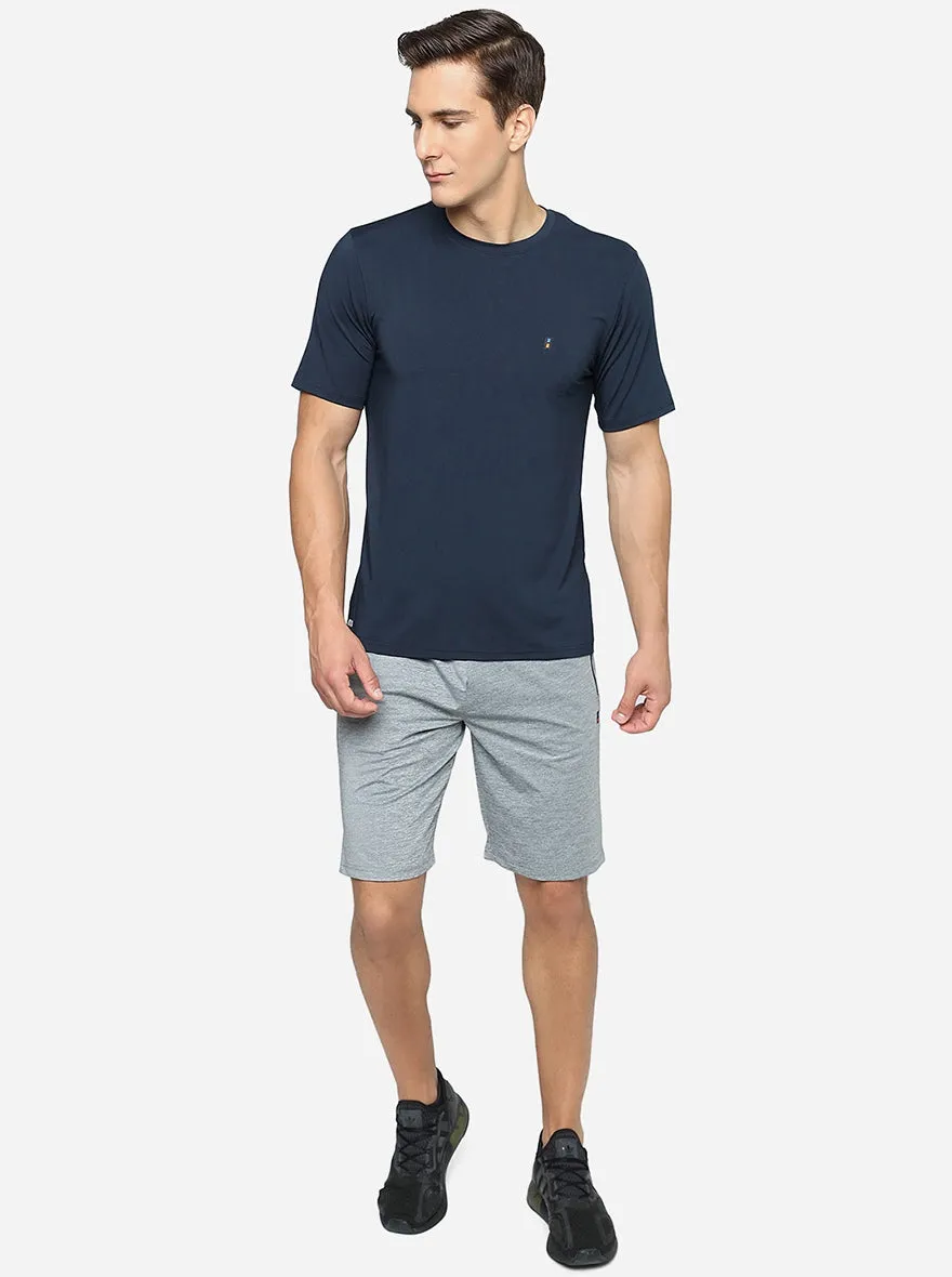 Navy Blue Solid Slim Fit T-Shirt | Jade Play