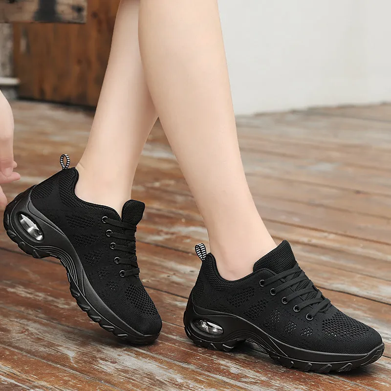 New Air Cushion Women'S Shoes Thick-Soled Rocking Shoes Ladies Sneakers Fashion All-Match Flying Woven Casual Shoes