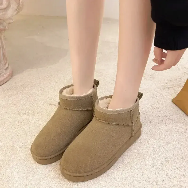 New Snow Boot Style Short Mini Winter Sheepskin Boots Women Waterproof