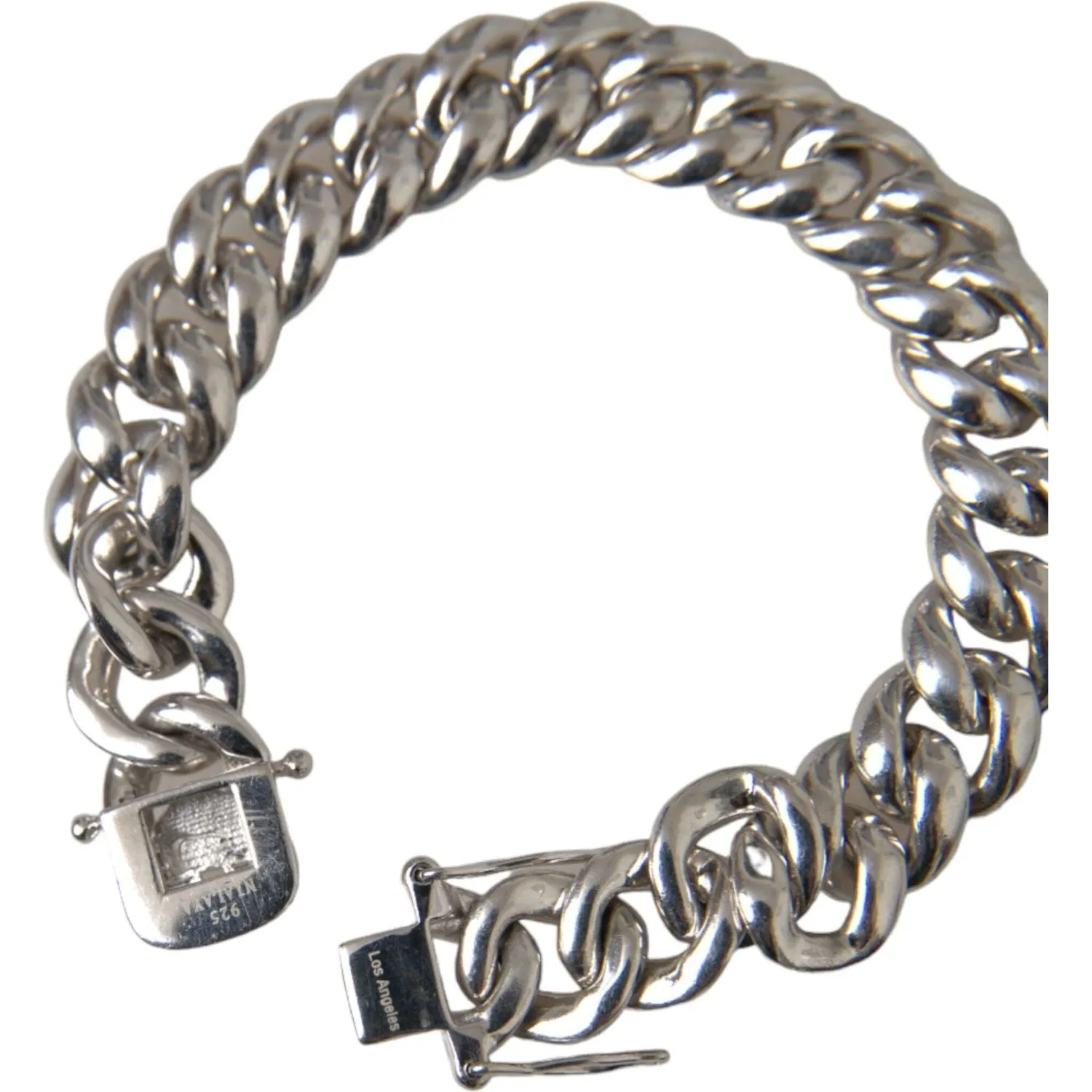 Nialaya Solid Heavy Curb Link 925 Sterling Silver Bracelet Men