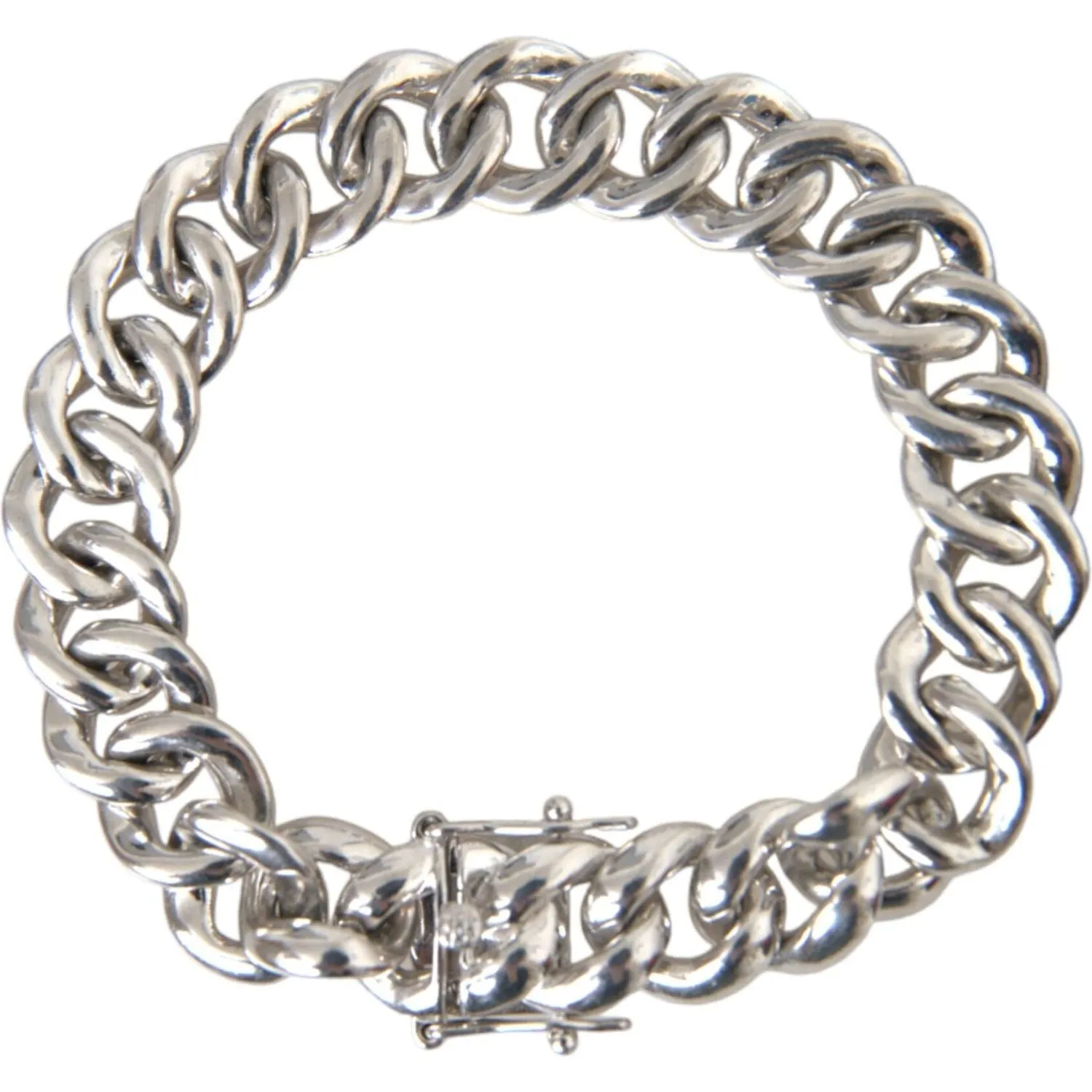 Nialaya Solid Heavy Curb Link 925 Sterling Silver Bracelet Men