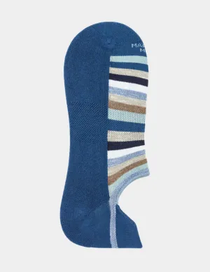 No Show Sneaker Rainbow Stripe Socks | Denim/Khaki