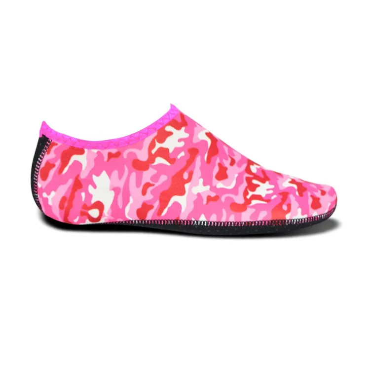 Non-slip Plastic Grain Texture Thick Cloth Sole Printing Diving Shoes and Socks, One Pair, Size:S (Rose Red Figured)