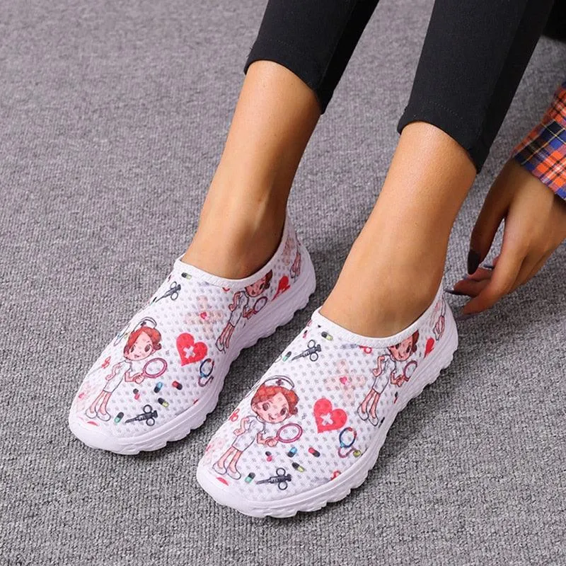 Nurse Medical Icons Slip-on Sneakers