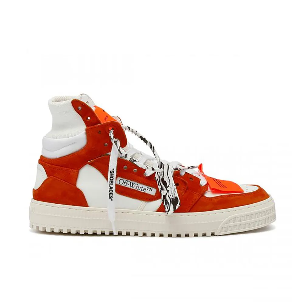 Off-White Men's Court 3.0 High Top Leather Suede Sneakers Orange White