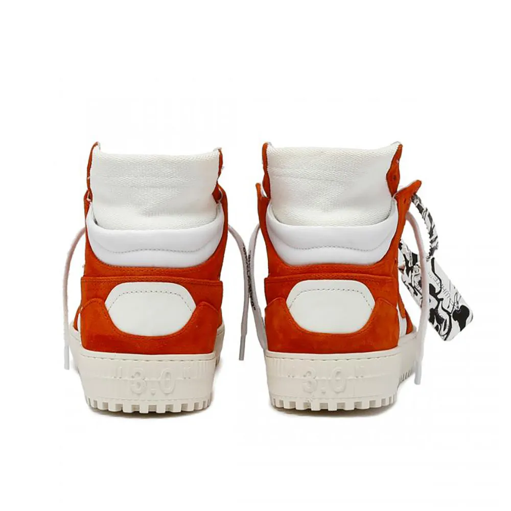 Off-White Men's Court 3.0 High Top Leather Suede Sneakers Orange White