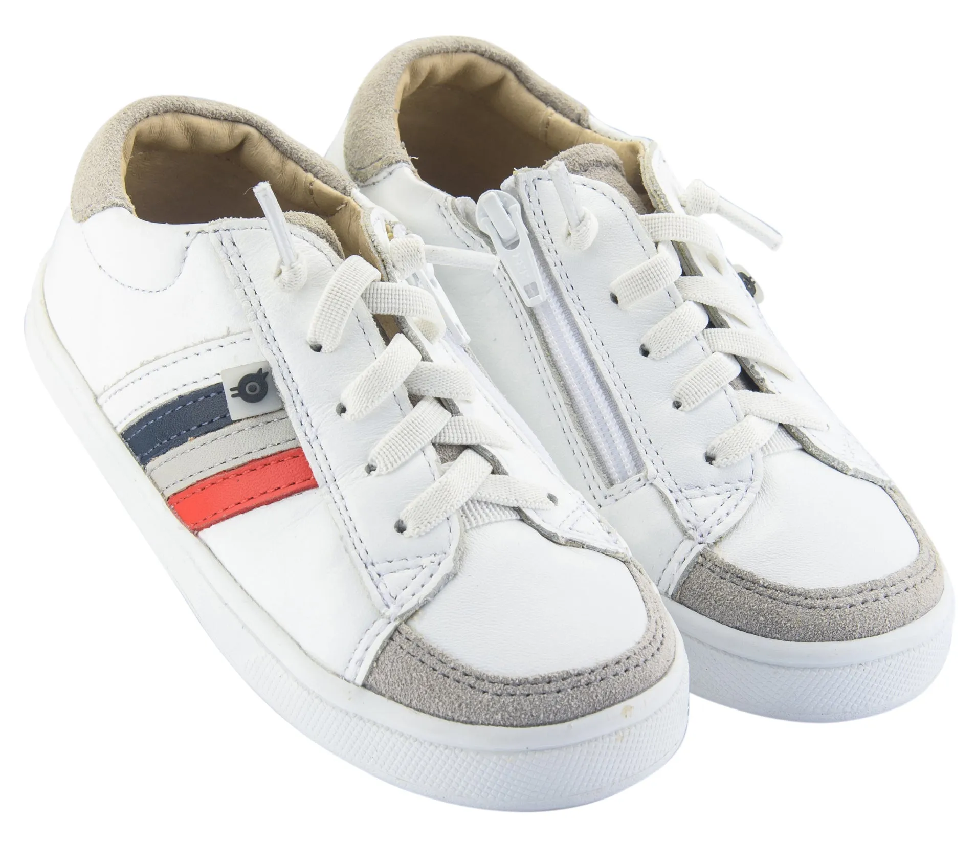 Old Soles Boy's Sneaky Sneakers, White/Red/Gris/Navy