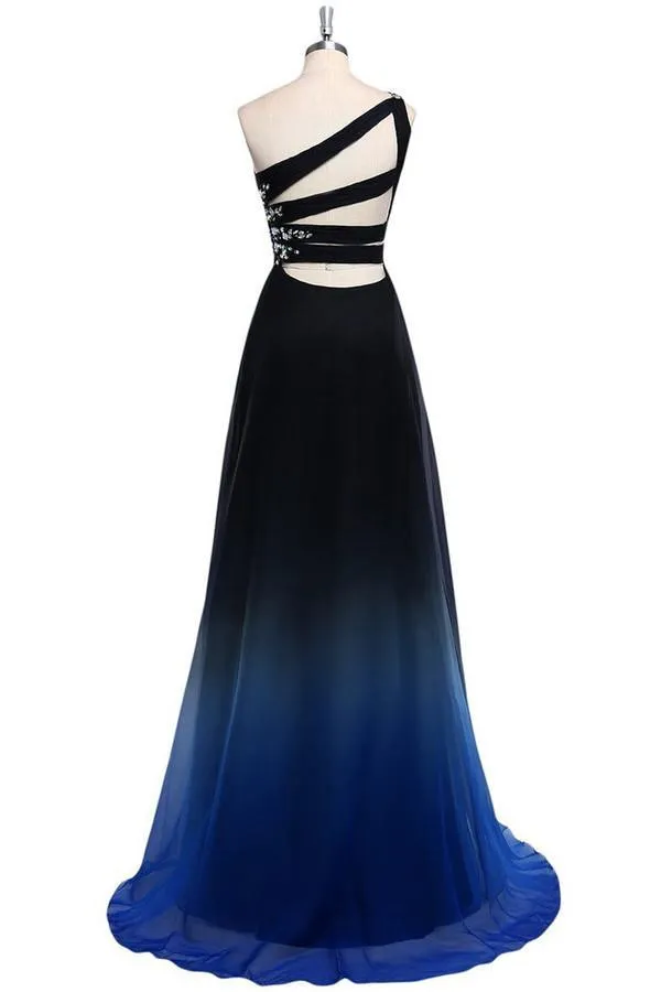 One Shoulder Chiffon Prom/Evening Dress With Beads PG 209