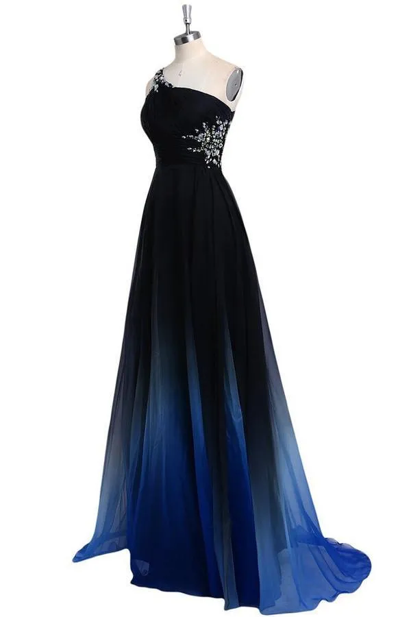 One Shoulder Chiffon Prom/Evening Dress With Beads PG 209