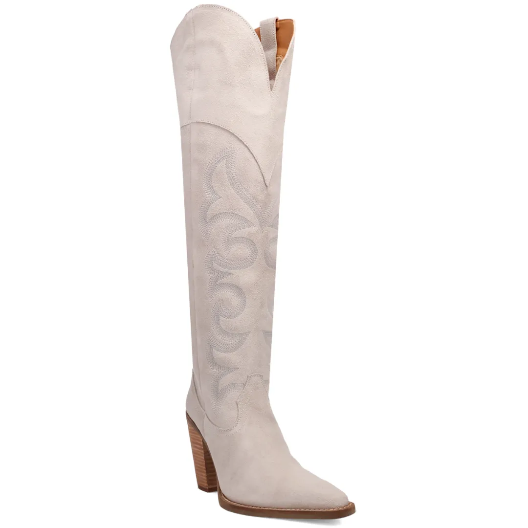 Online Exclusive | Dingo | Primadonna Suede Leather Boot in White **PREORDER